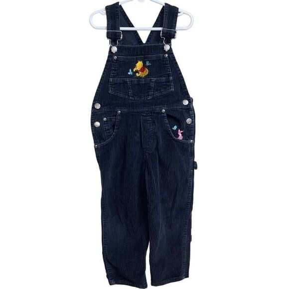 90’s Winnie the Pooh Black Corduroy Overalls